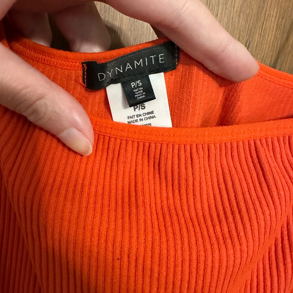 Dynamite Orange Ribbed Tank Top - Picture 2 of 4